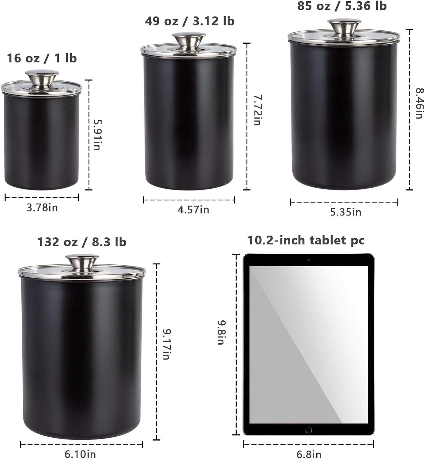 Stainless Steel Food Canister Set of 4-Piece