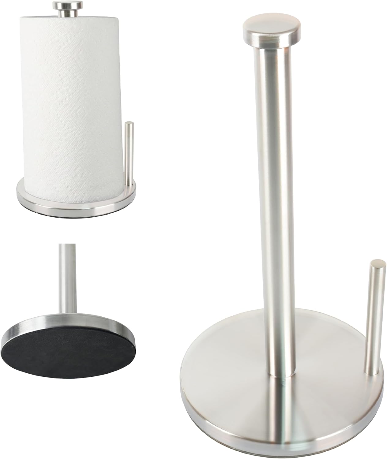 Paper Towel Holder with Side Rod, Stainless Steel