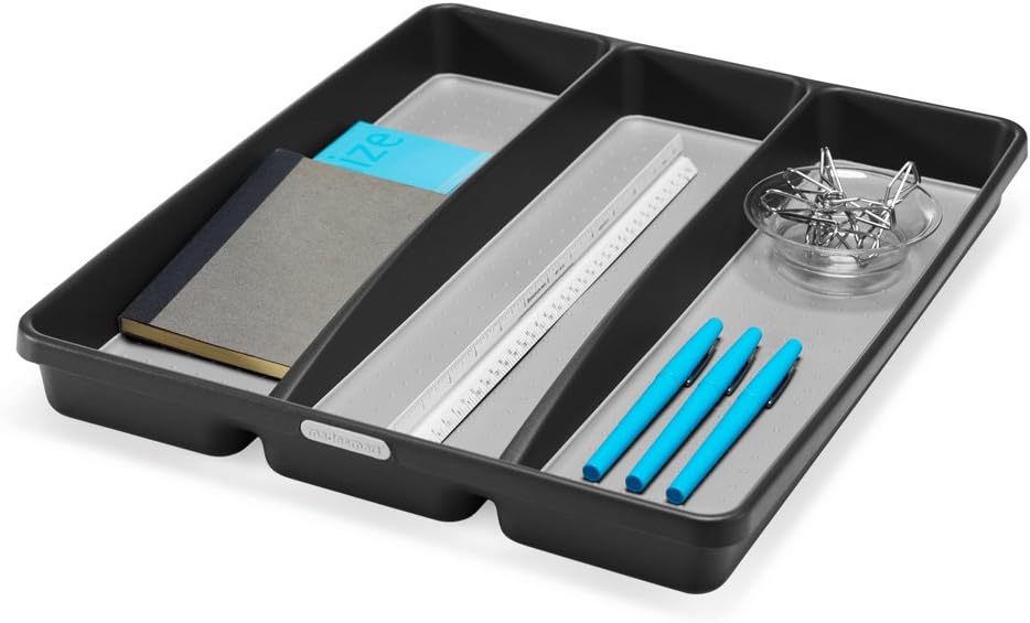 Classic Utensil Tray - Granite | CLASSIC COLLECTION | 3-Compartments | Kitchen Organizer | Non-slip Lining and Rubber Feet | Easy to Clean | BPA-Free Large
