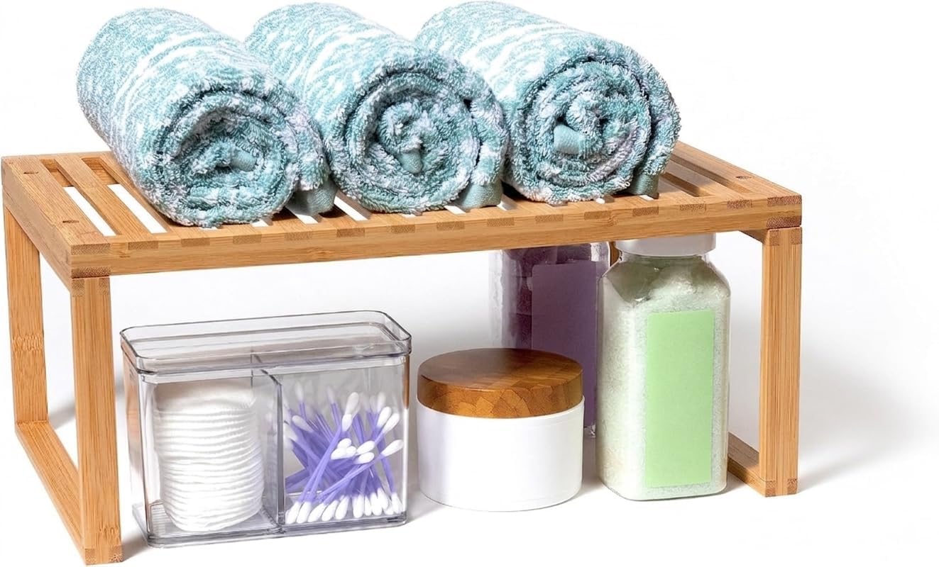 Bamboo Kitchen Cabinet Shelf for Organizing a Pantry, Countertop, or Bathroom
