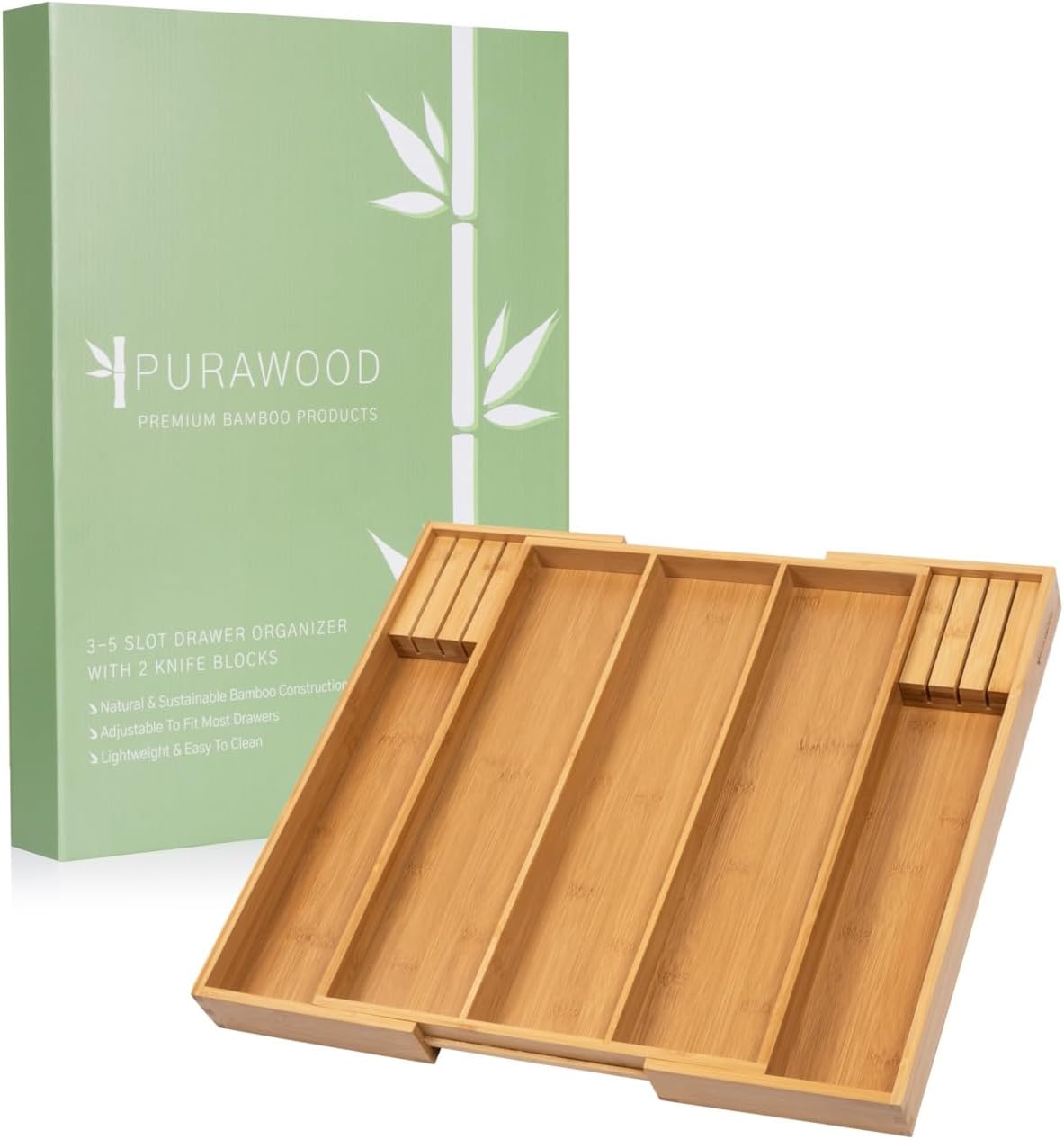 Kitchen Drawer Organizer with Knife Blocks - Utensil Drawer Organizer for Kitchen