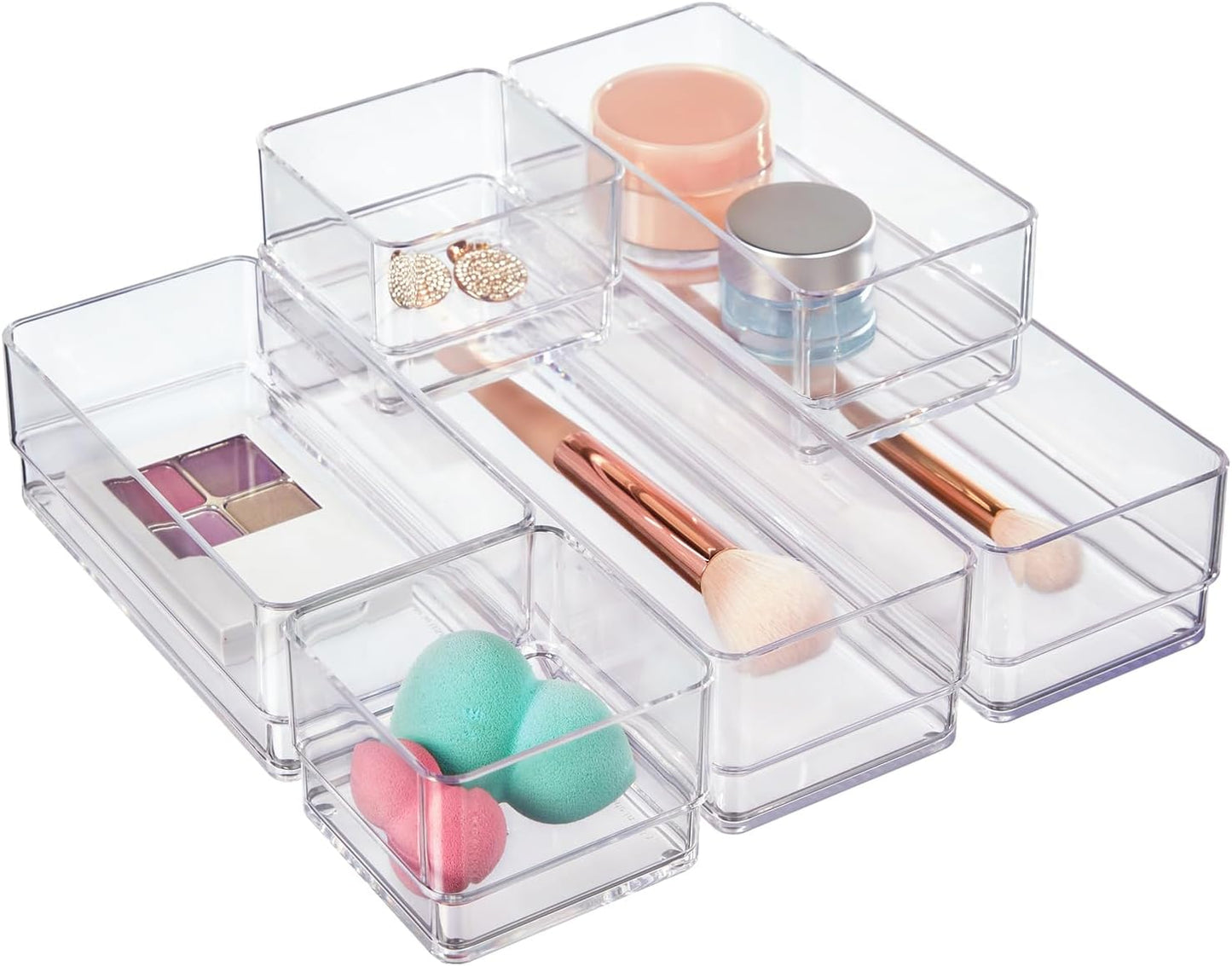 SimpleSort Drawer Organizer Bins 6 pc Set, Multi-size, Bathroom Organizers and Storage