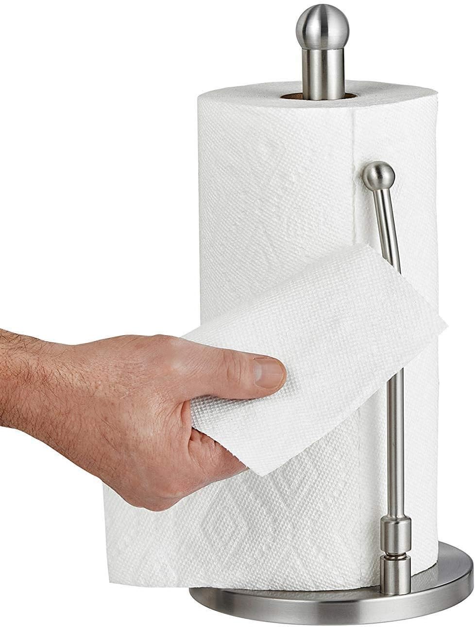 Countertop Paper Towel Holder - Stainless Steel Kitchen Napkin Roll Dispenser Stand for Home