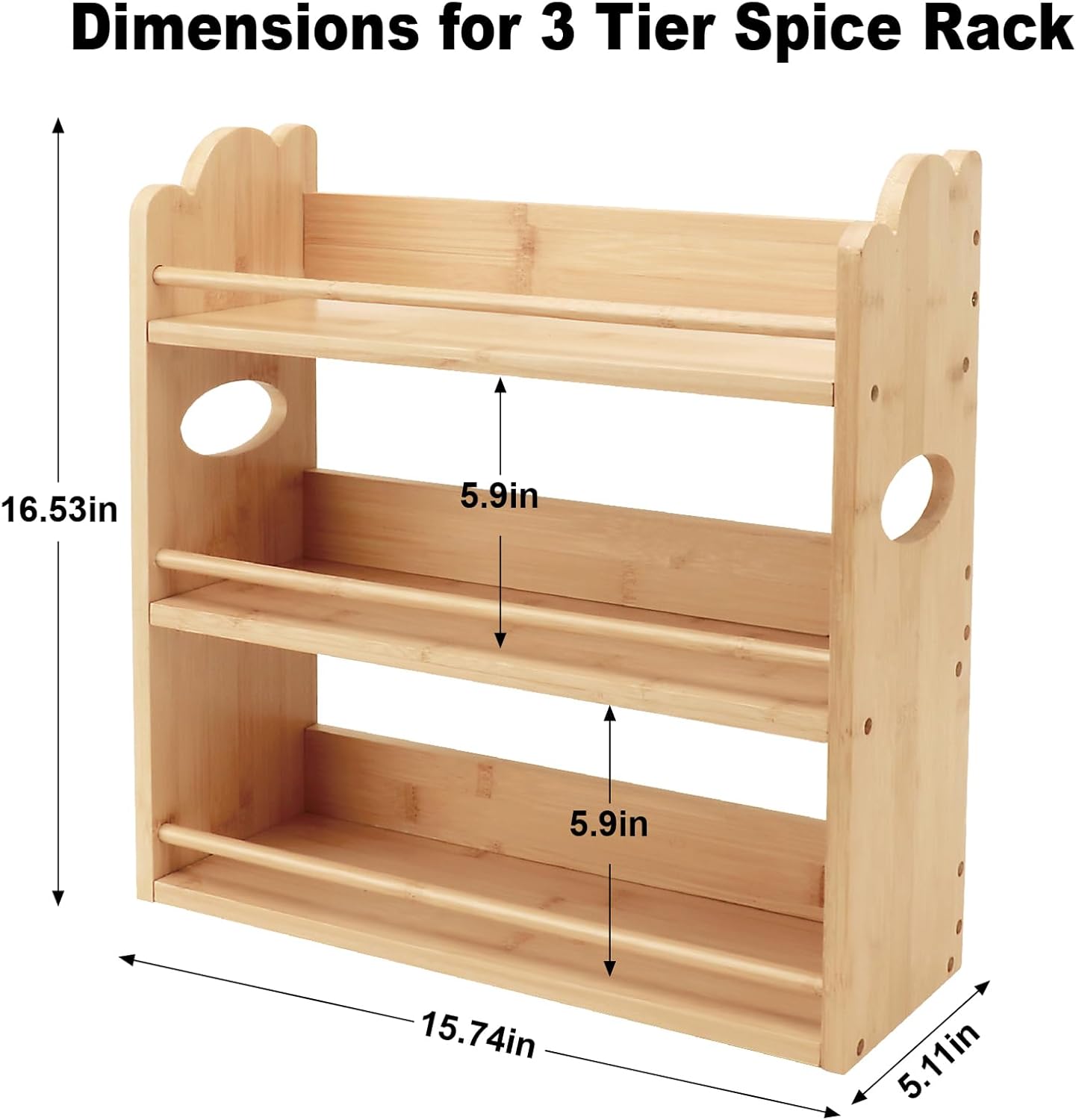 3 Tier Bamboo Spice Rack, Spice Rack Organizer