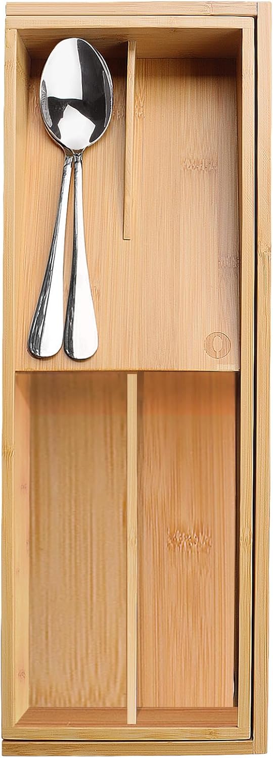 Expandable Bamboo Kitchen Drawer Organizer - Silverware Organizer