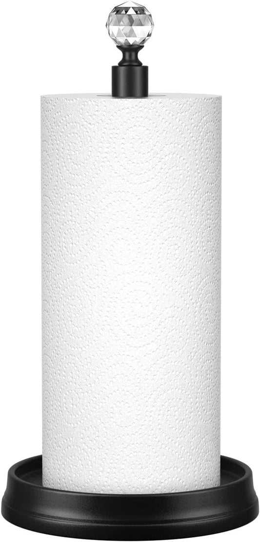 Crystal Head Paper Towel Holder - Steel Countertop Stand for Kitchen