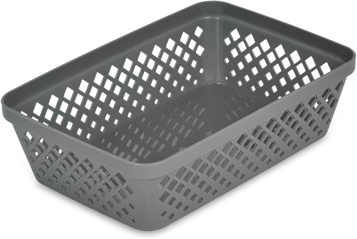 Plastic Storage Basket Set - Multipurpose Drawer Trays, Kitchen Pantry Containers