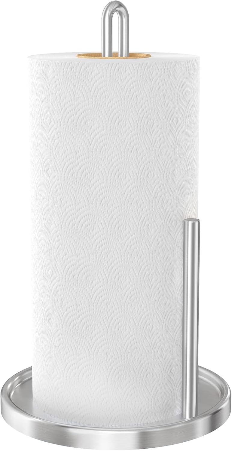 Paper Towel Holder Countertop, Freestanding Paper Towel Roll Holder with Weighted Base