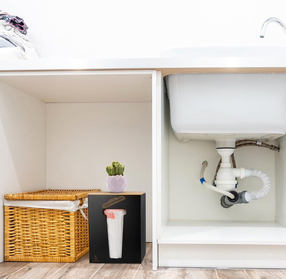Bamboo Trash Bag Dispenser with Lid