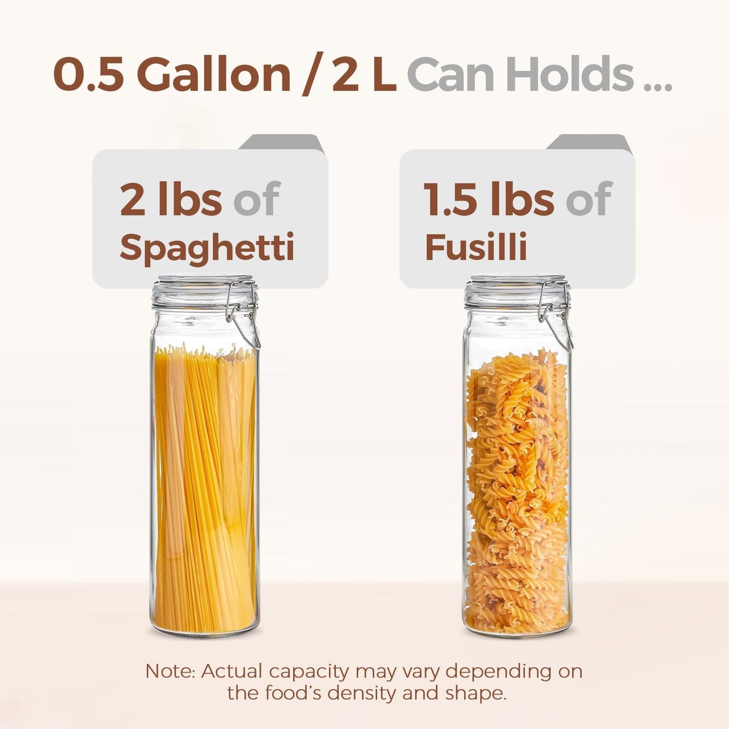 3-Pack 68oz 13-Inch Tall Glass Pasta Containers for Spaghetti & Long Pasta