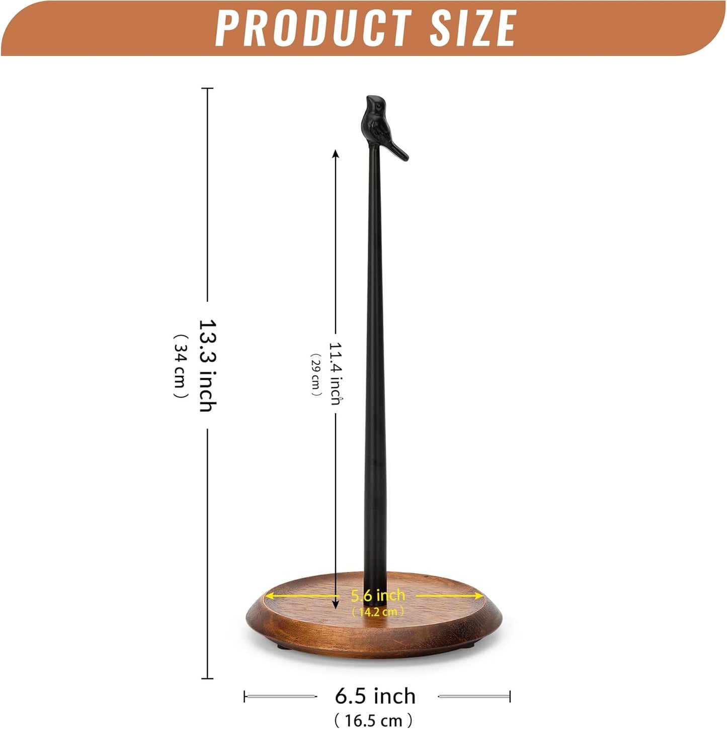 Wood Paper Towel Holder Countertop, Easy Tear Farmhouse Kitchen Towel Holder for Dining Table