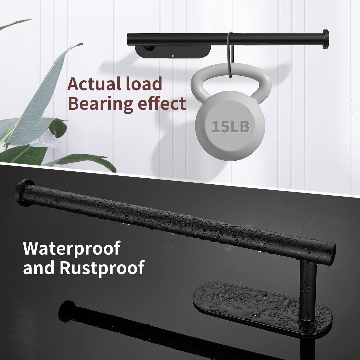 Paper Towel Holder Under Cabinet Wall Mount for Kitchen Towel, Self-Adhesive Bar, Rack