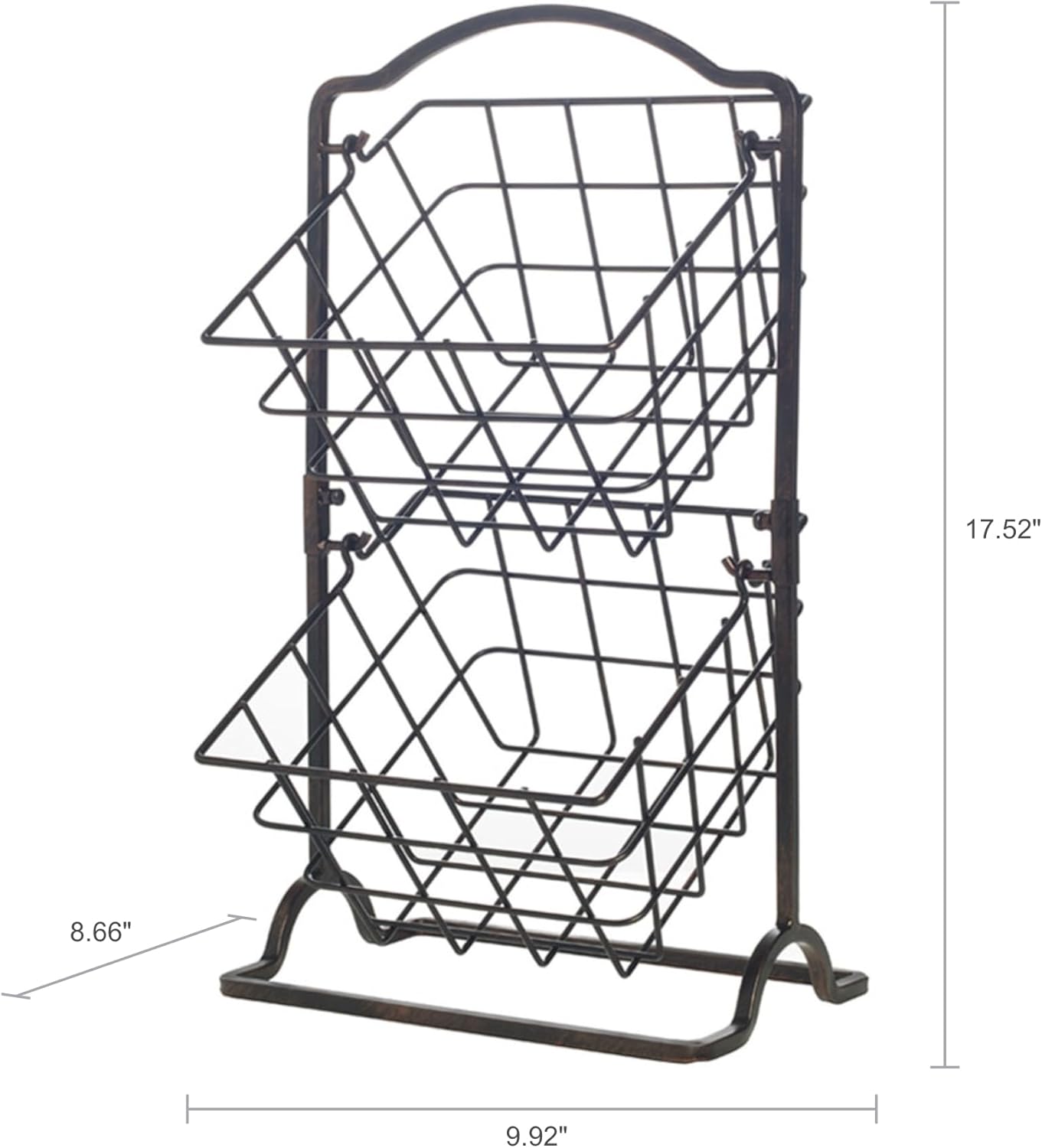 General Store 2-Tier Metal Countertop Fruit Storage Basket, Antique Black