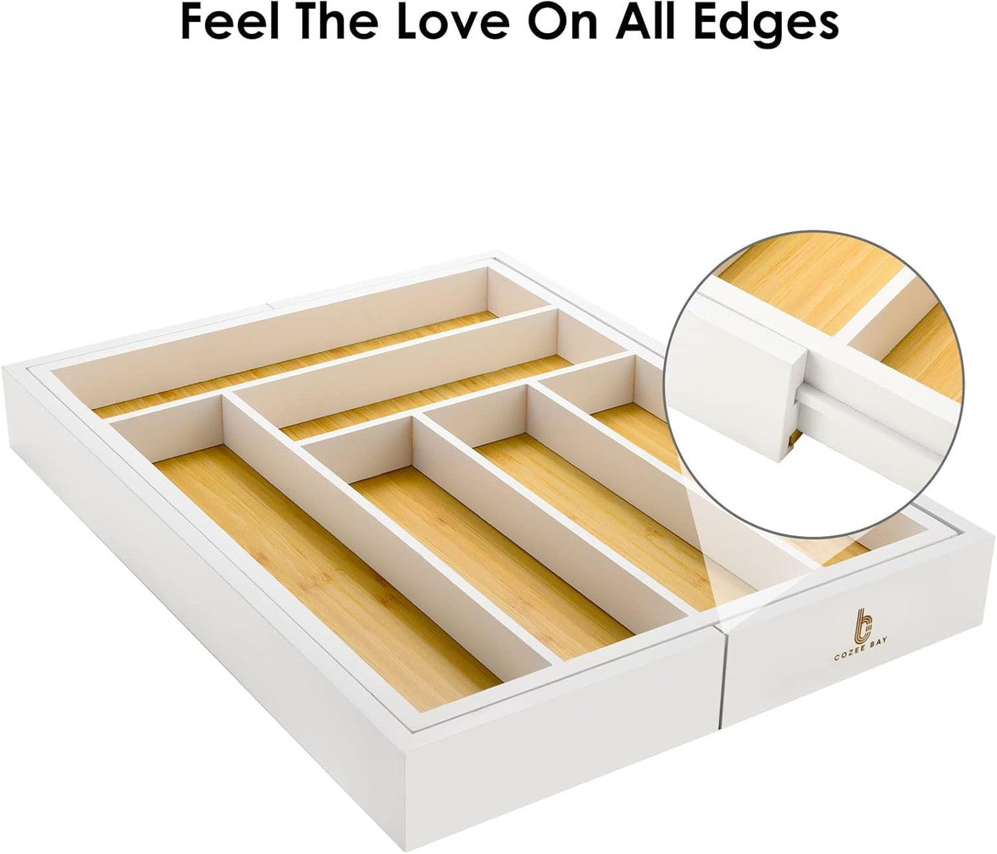 Bamboo drawer organizer, utensil holder, silverware organizer