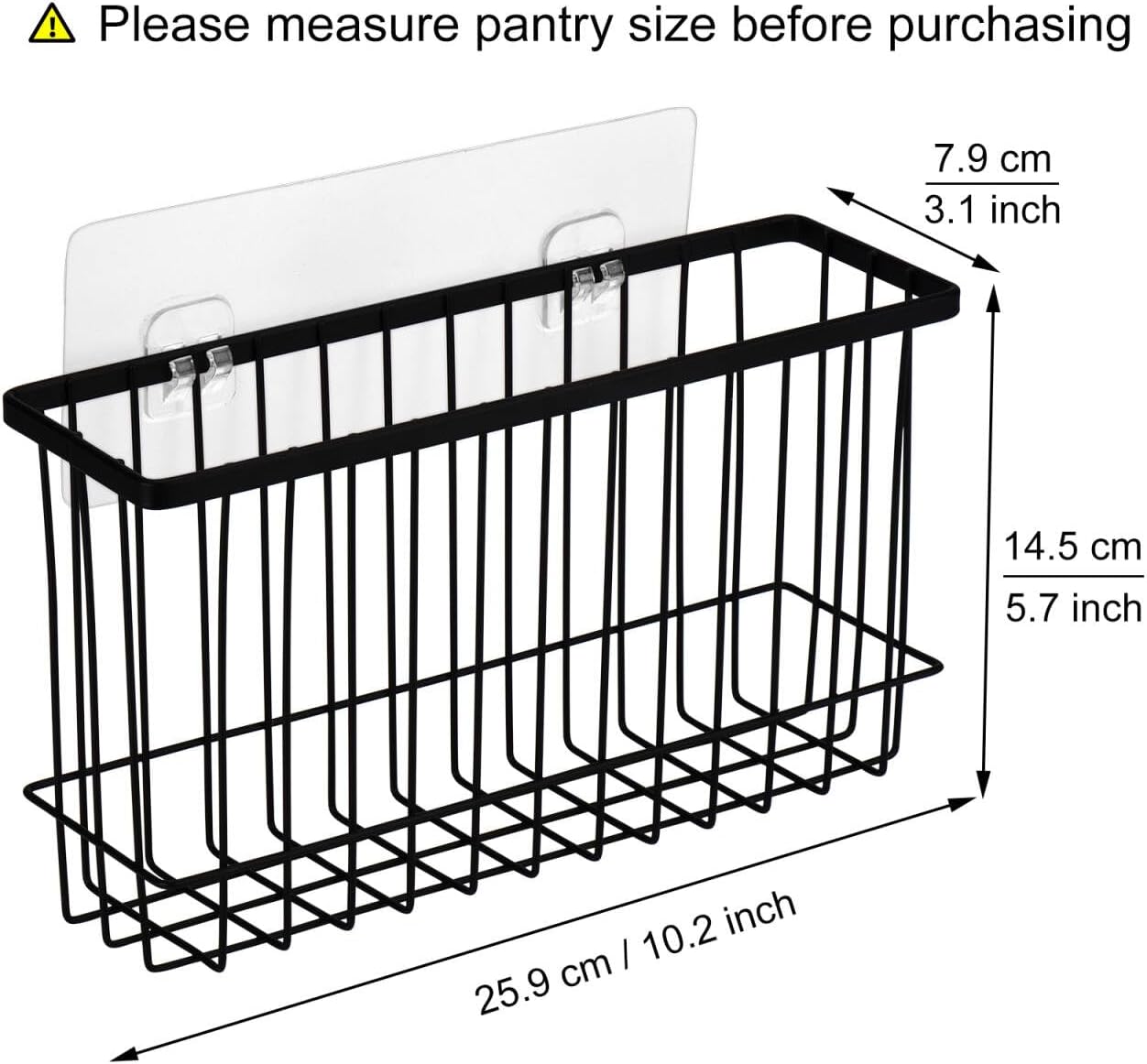 Wall Door Adhesive Kitchen Wrap Organizer Rack, No Drilling, Black