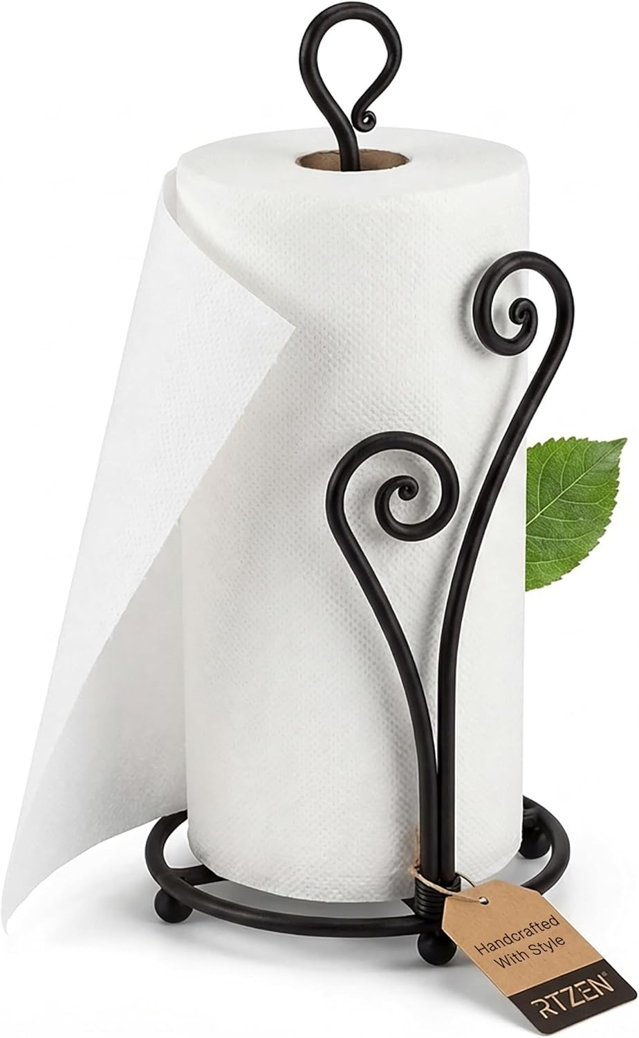 Matte Black Paper Towel Holder Countertop - Decorative Farmhouse Paper Towel Roll Holder