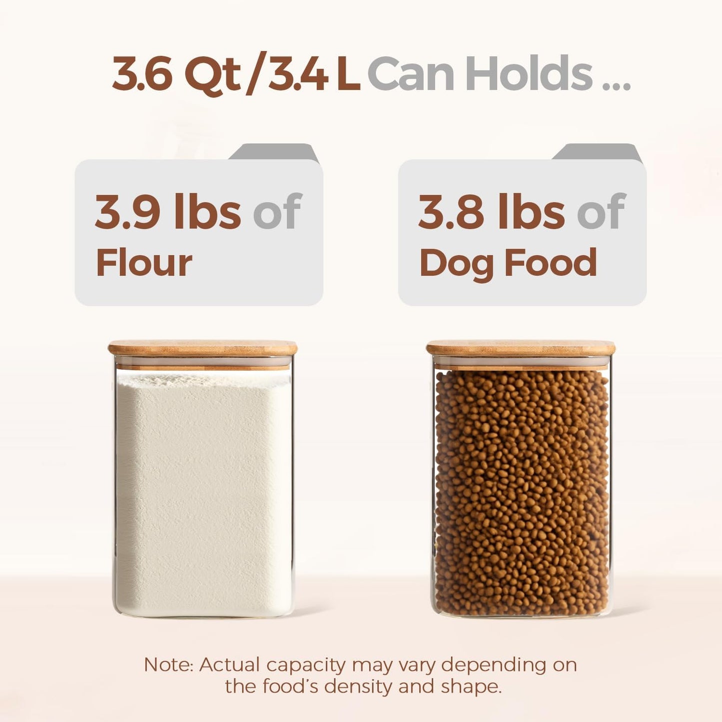 3.6 Qt Glass Food Storage Containers Set of 2, Large Storage Containers with Lids