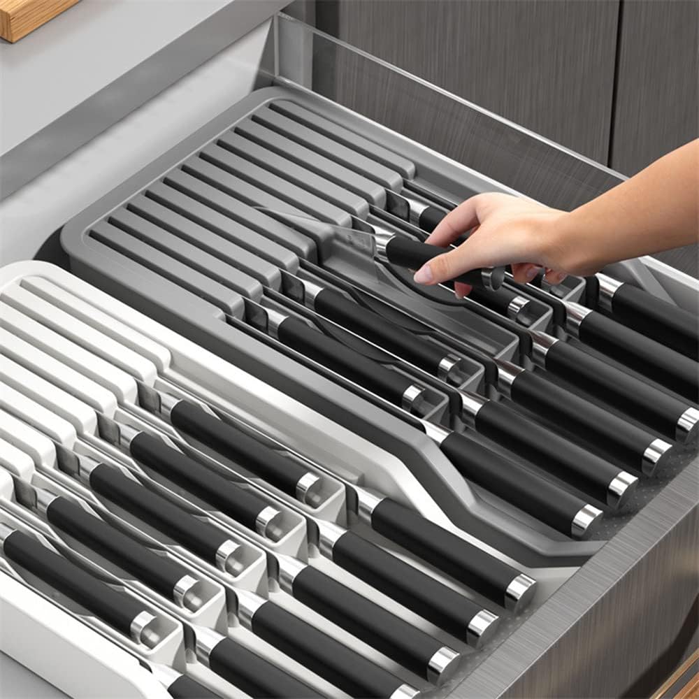 Expandable Knife Organizer for Drawer - Retractable and Adjustable Knife Block Holder Insert
