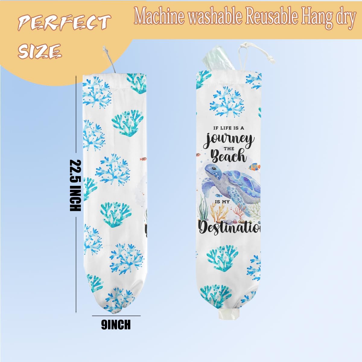 Sea Turtle Plastic Bag Holder, Wall Mount Grocery Bag Holder, Plastic Storage bag
