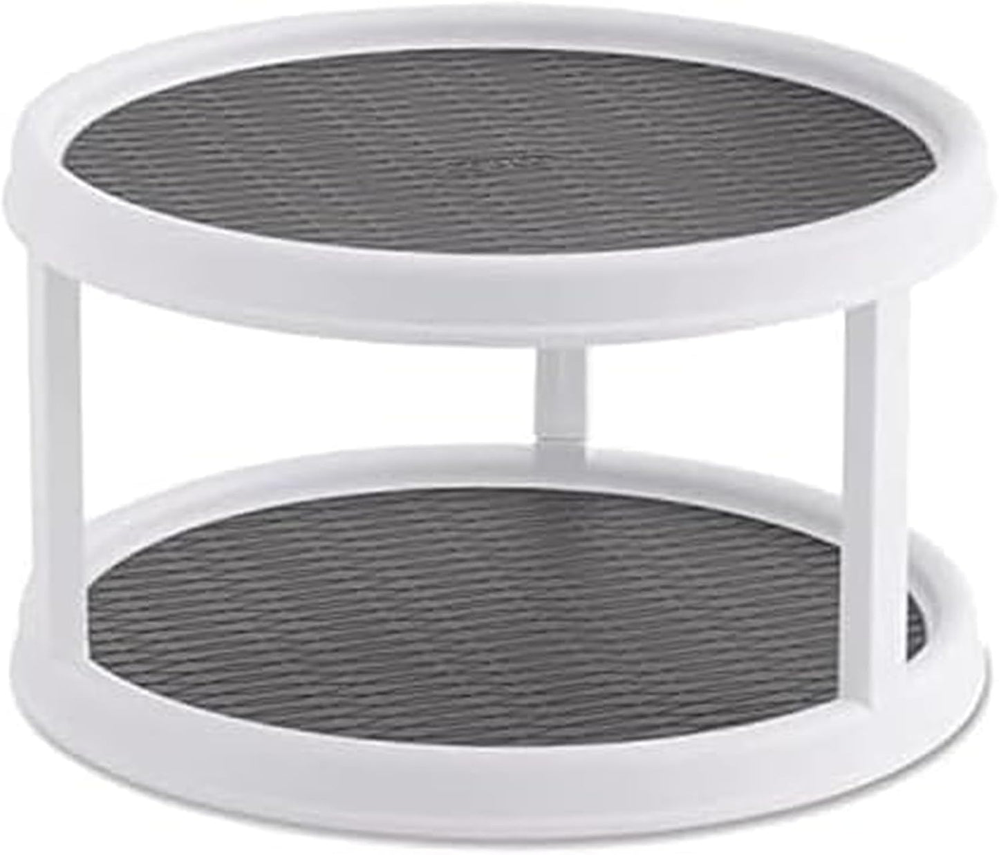 Non-Skid Turntable, 2-Tier, 12-Inch, Durable & Easy Clean, White/Gray