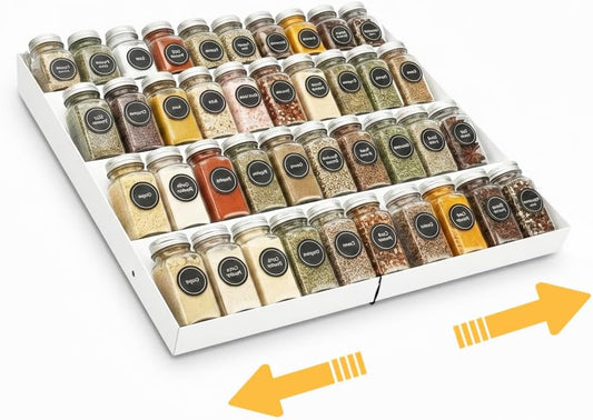 Spice Drawer Organizer, 4-Tier Metal Spice Rack for Drawer