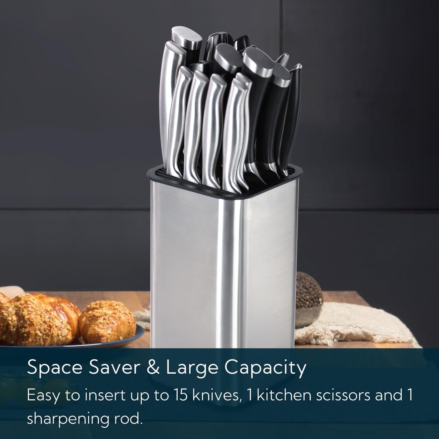 XL Stainless Steel Universal Knife Block Holder Without Knives