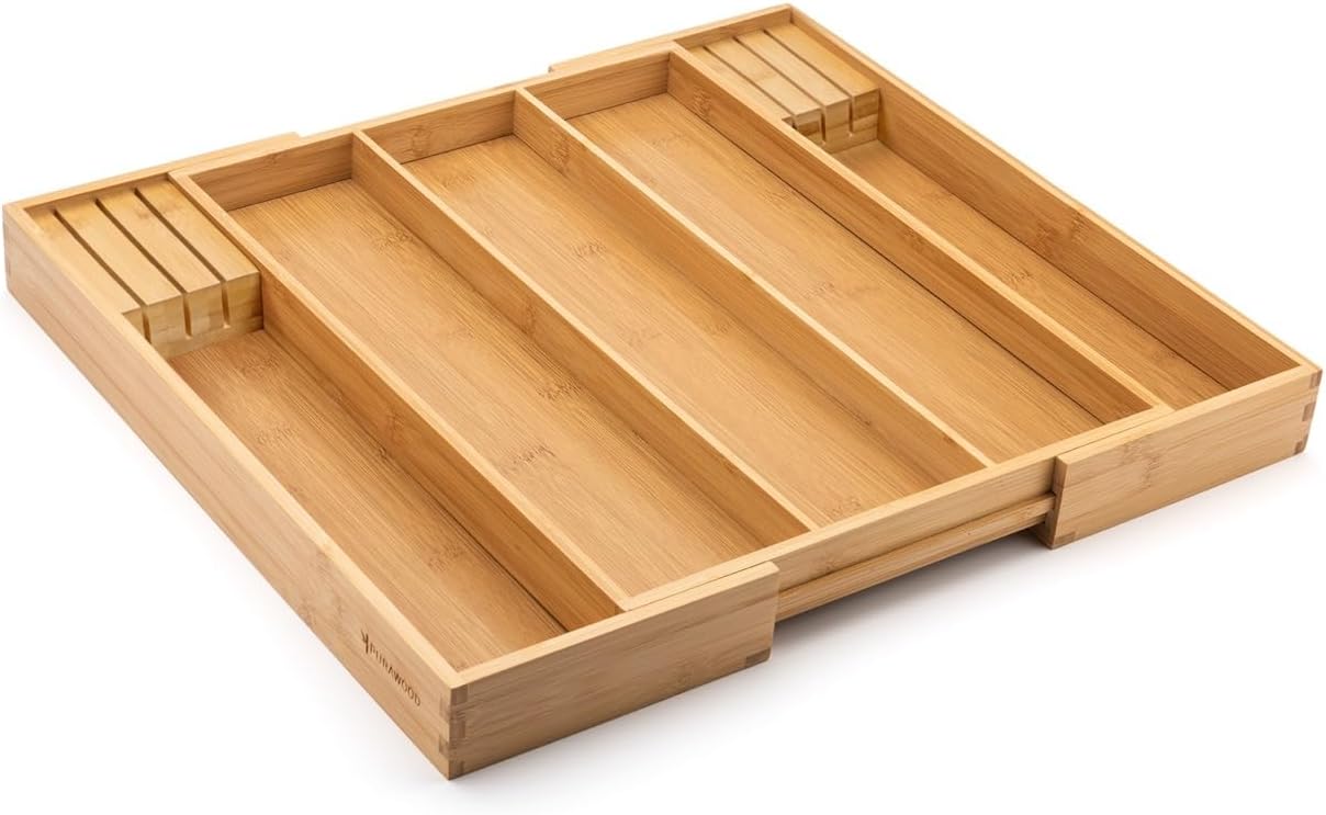 Kitchen Drawer Organizer with Knife Blocks - Utensil Drawer Organizer for Kitchen