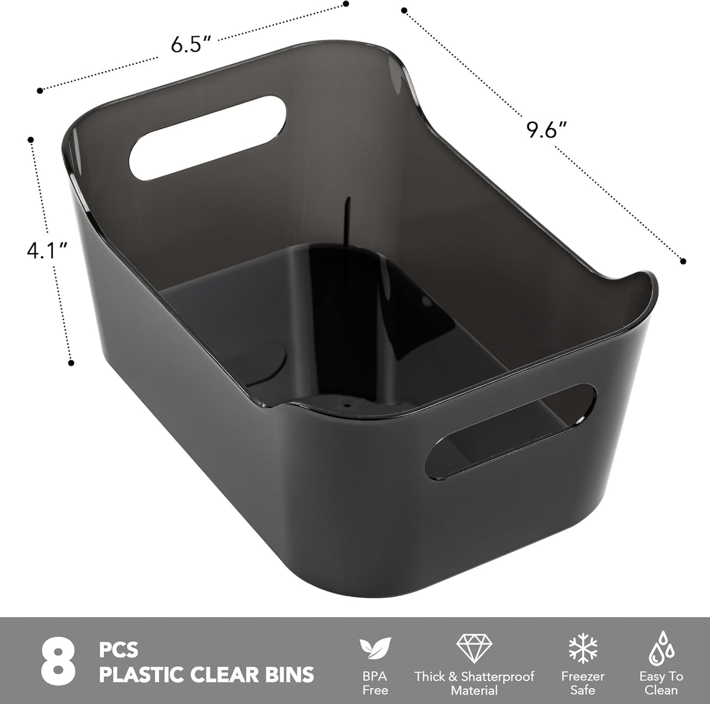 8 Pack Plastic Storage Bins, Clear Pantry Organizers and Storage Containers