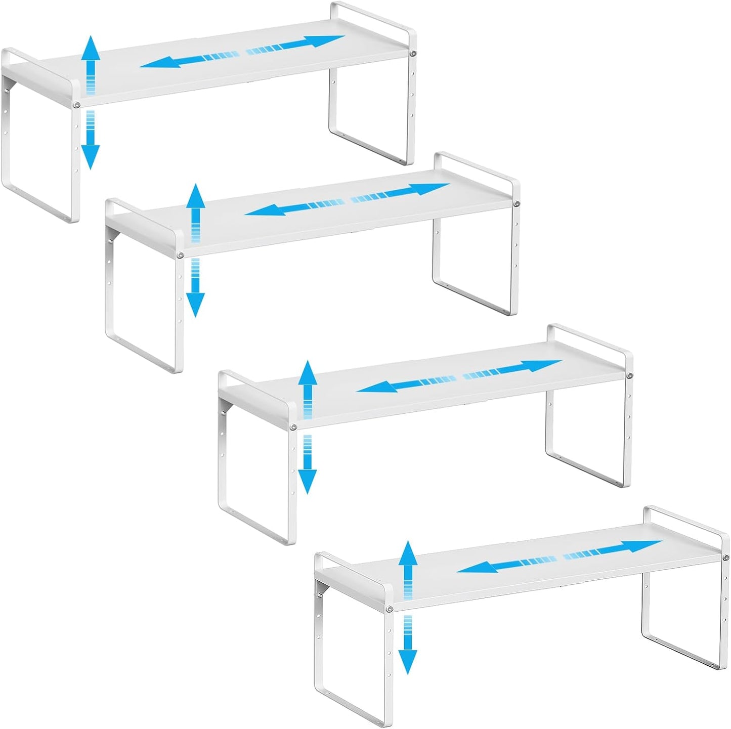 15.5 to 25.5 Inch Kitchen Cabinet Shelf Organizers, Adjustable Kitchen Counter Shelf Organizer