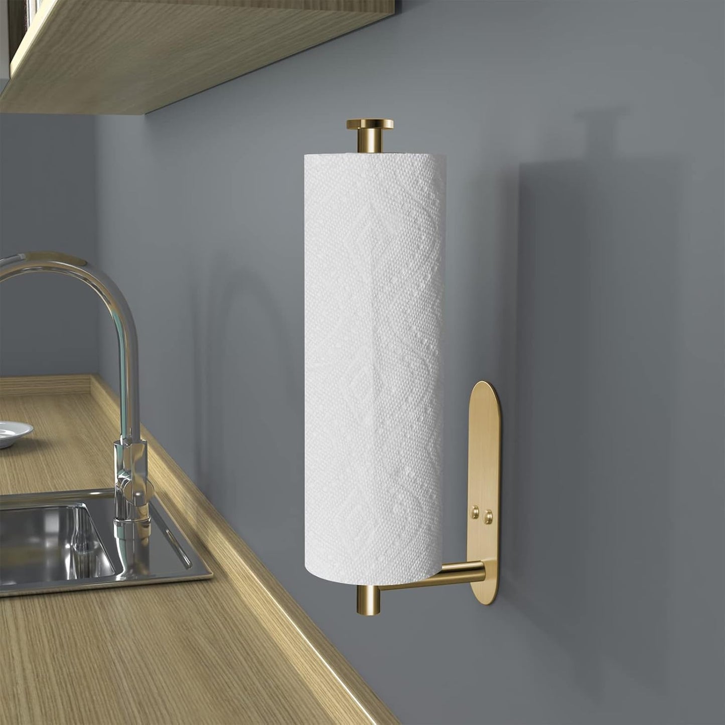Adhesive Paper Towel Holder Under Cabinet Wall Mount for Kitchen Paper Towel