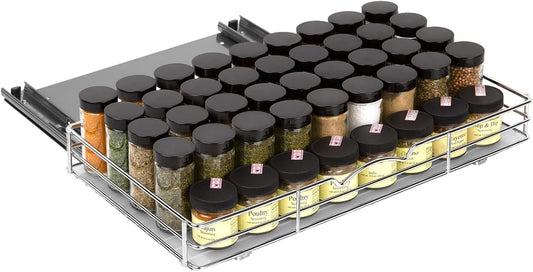 Pull-Out Cabinet Spice Rack Organizer - Slim Slide-Out Storage for Spices, Bottles & Jars