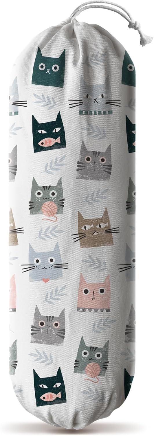 Plastic Bag Holder,Cute Kitty Grocery Bags Holder Organizer Storage Keeper Dispenser,Cat Kitchen Decor Gifts for Women Cat Mom-Extra Large