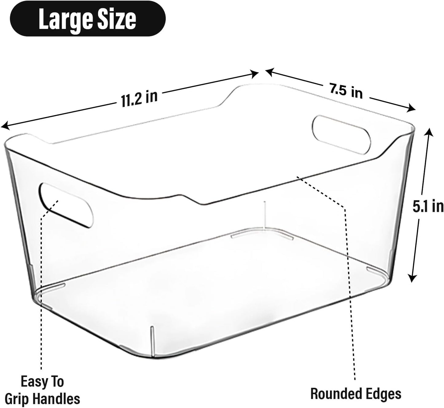Clear Plastic Storage Bins for Kitchen Organization or Pantry Organizers and Storage