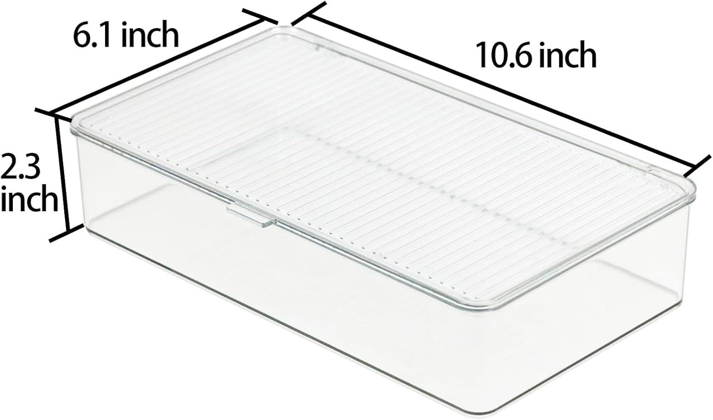 Clear Plastic Storage Bin with Lid, Organizer for Pantry, Office, Bathroom, Kitchen, Snack