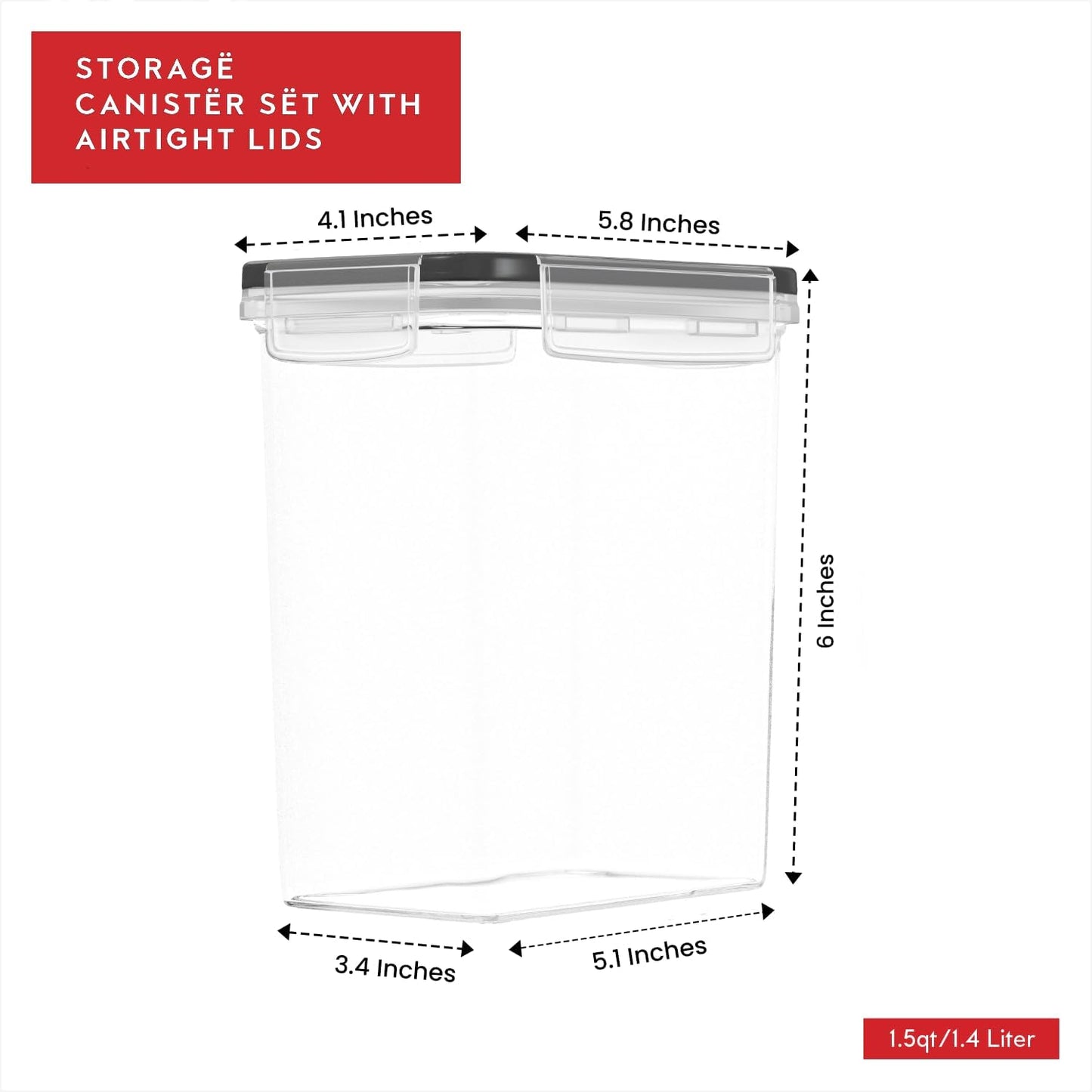 Airtight Food Storage Container Set - 8 Pieces 1.4L