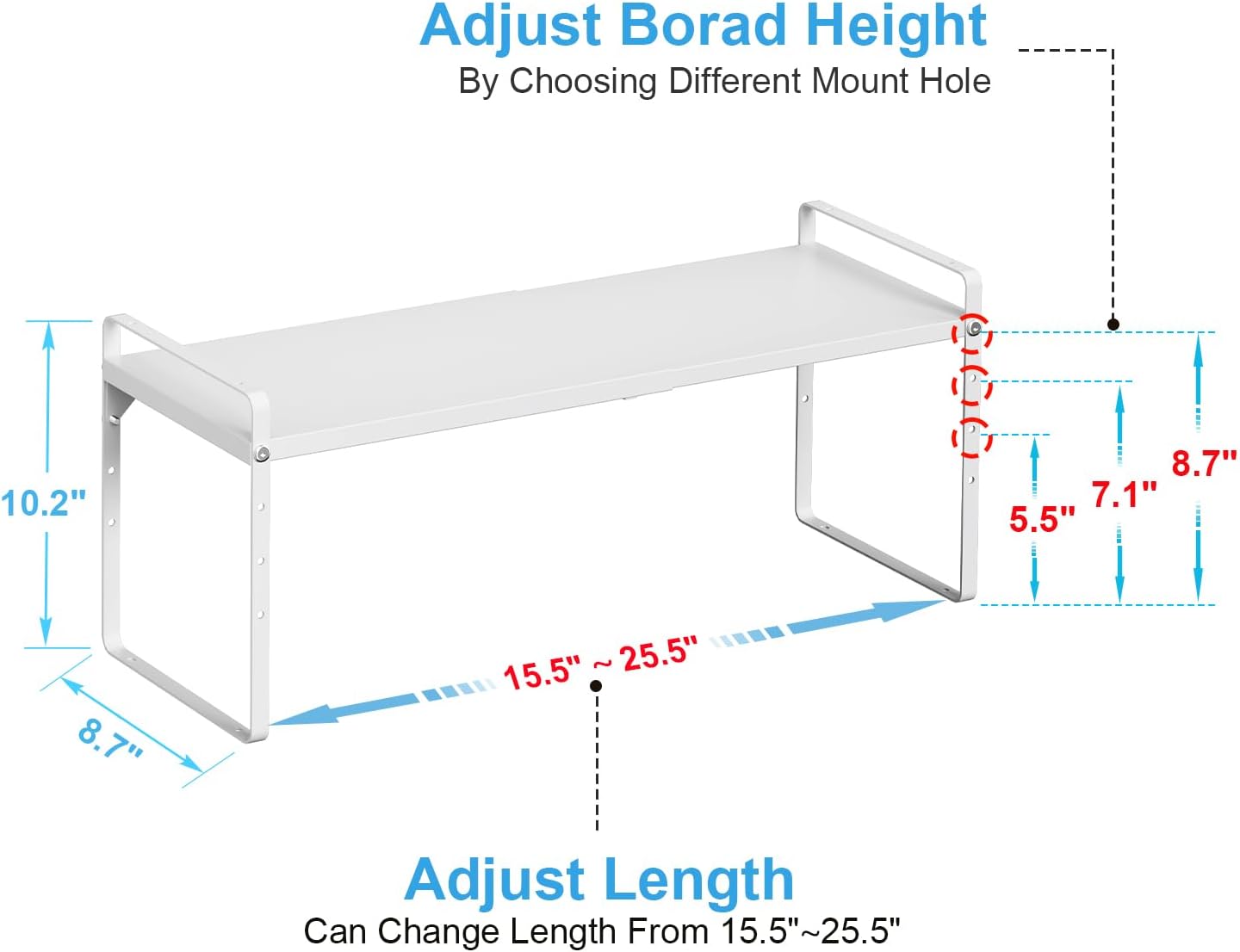 15.5 to 25.5 Inch Kitchen Cabinet Shelf Organizers, Adjustable Kitchen Counter Shelf Organizer