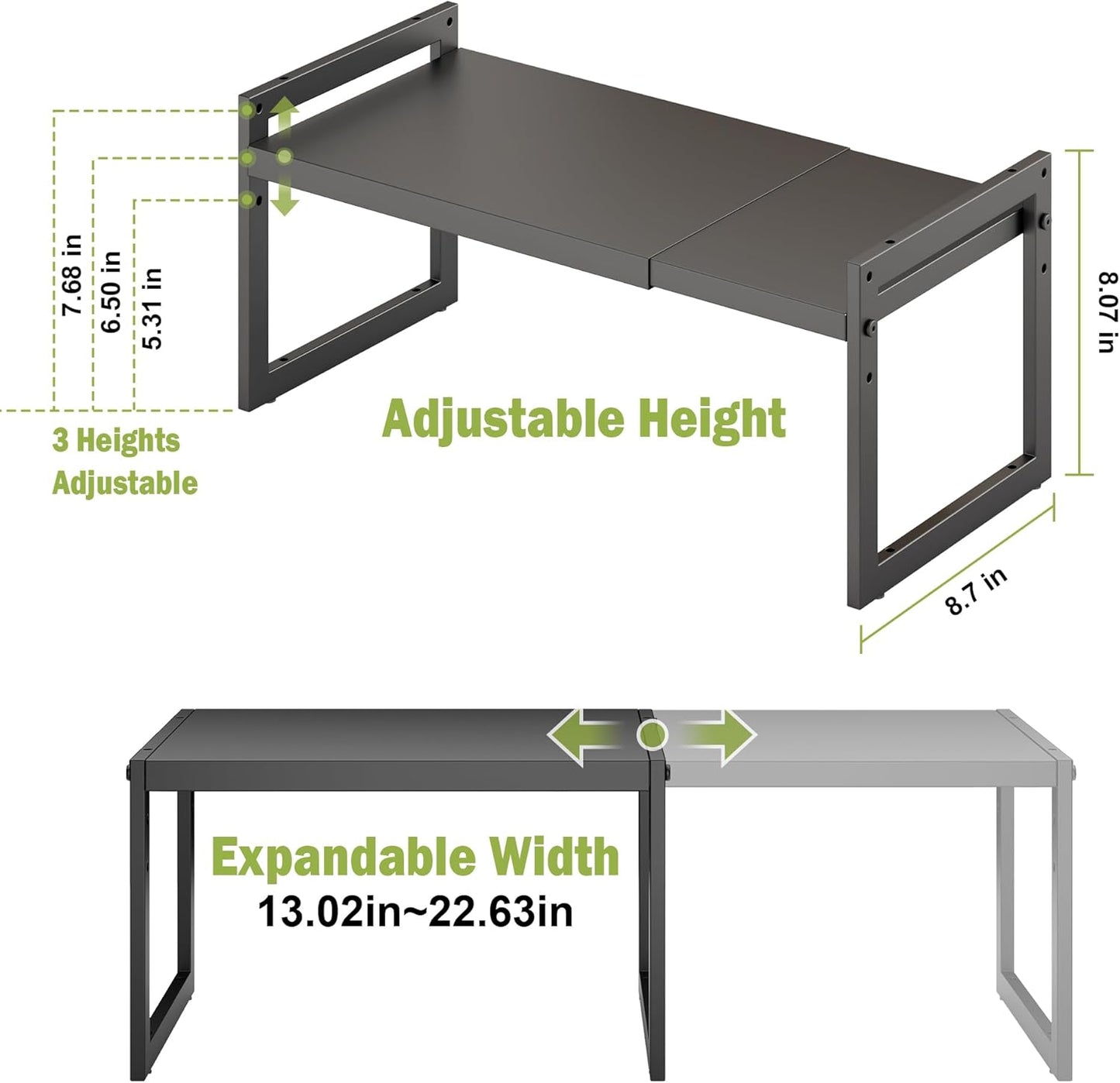 Expandable kitchen Countertop Organizer, Stackable Cabinet Shelf Organizers