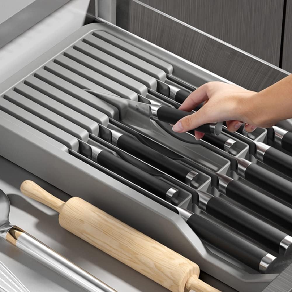 Expandable Knife Organizer for Drawer - Retractable and Adjustable Knife Block Holder Insert