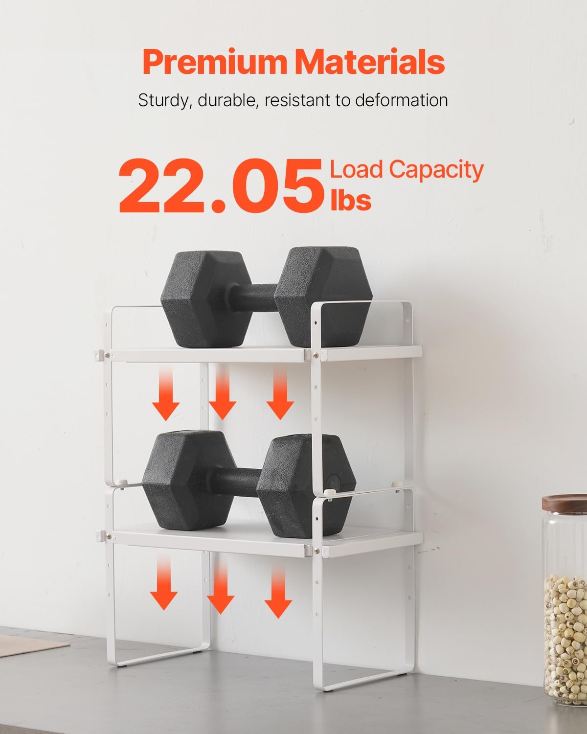 Adjustable Kitchen Cabinet Shelf Organizer, Expandable 2 Tier Cabinet Shelf
