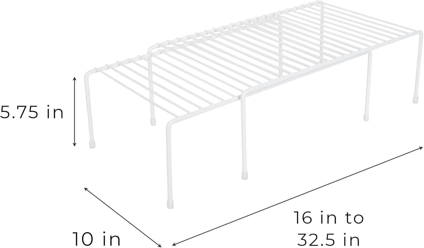 Kitchen Storage Expandable Shelf Rack w/ Scratch Resistant Feet - Steel - Rust Resistant Finish