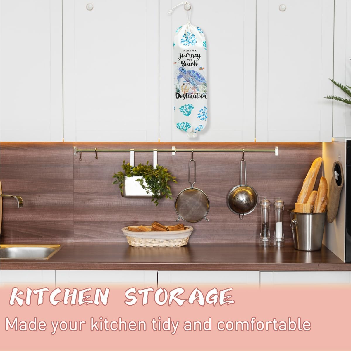 Sea Turtle Plastic Bag Holder, Wall Mount Grocery Bag Holder, Plastic Storage bag