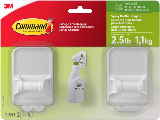 Spray Bottle Hangers, Holds up to 32 fl oz, 2 Hangers with 4 Strips
