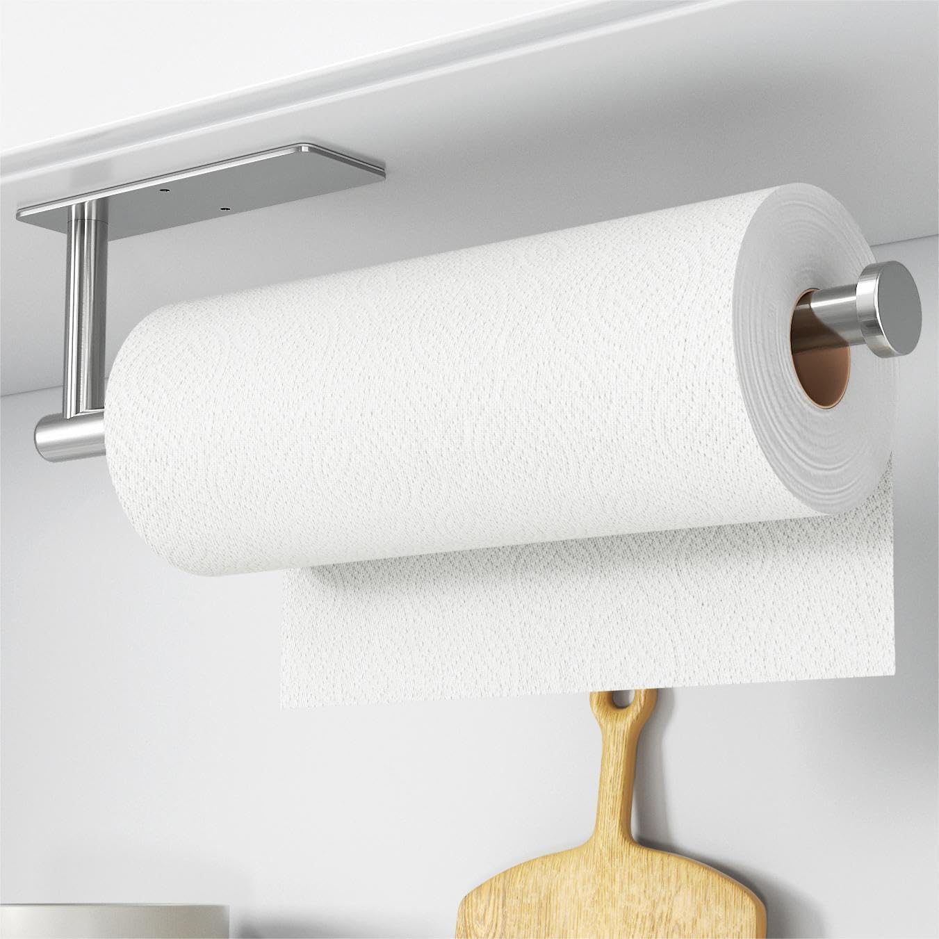 Paper Towel Holder - Self-Adhesive or Drilling, Brushed Nickel, Wall Mounted