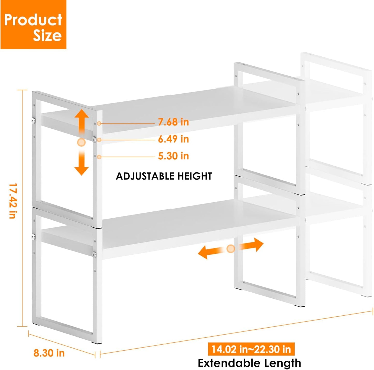 Expandable Kitchen Countertop Organizer, Stackable Cabinet Shelf Organizers