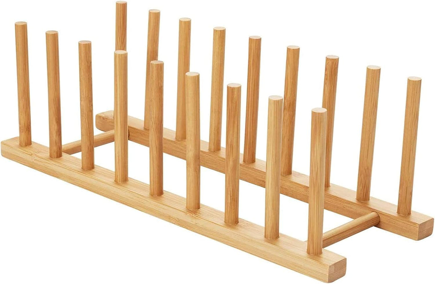 Bamboo Dish Plate Bowl Cup Book Pot Lid Cutting Board Drying Rack Stand Drainer Storage Holder Organizer Kitchen Cabinet（Keep Dry）