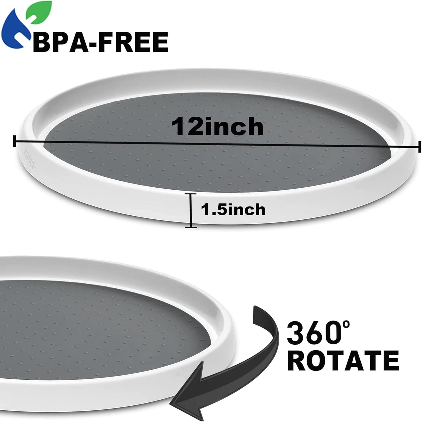 Set of 2, 12 Inch Non-Skid Lazy Susan Organizer, Pantry Lazy Susan Turntable for Cabinet