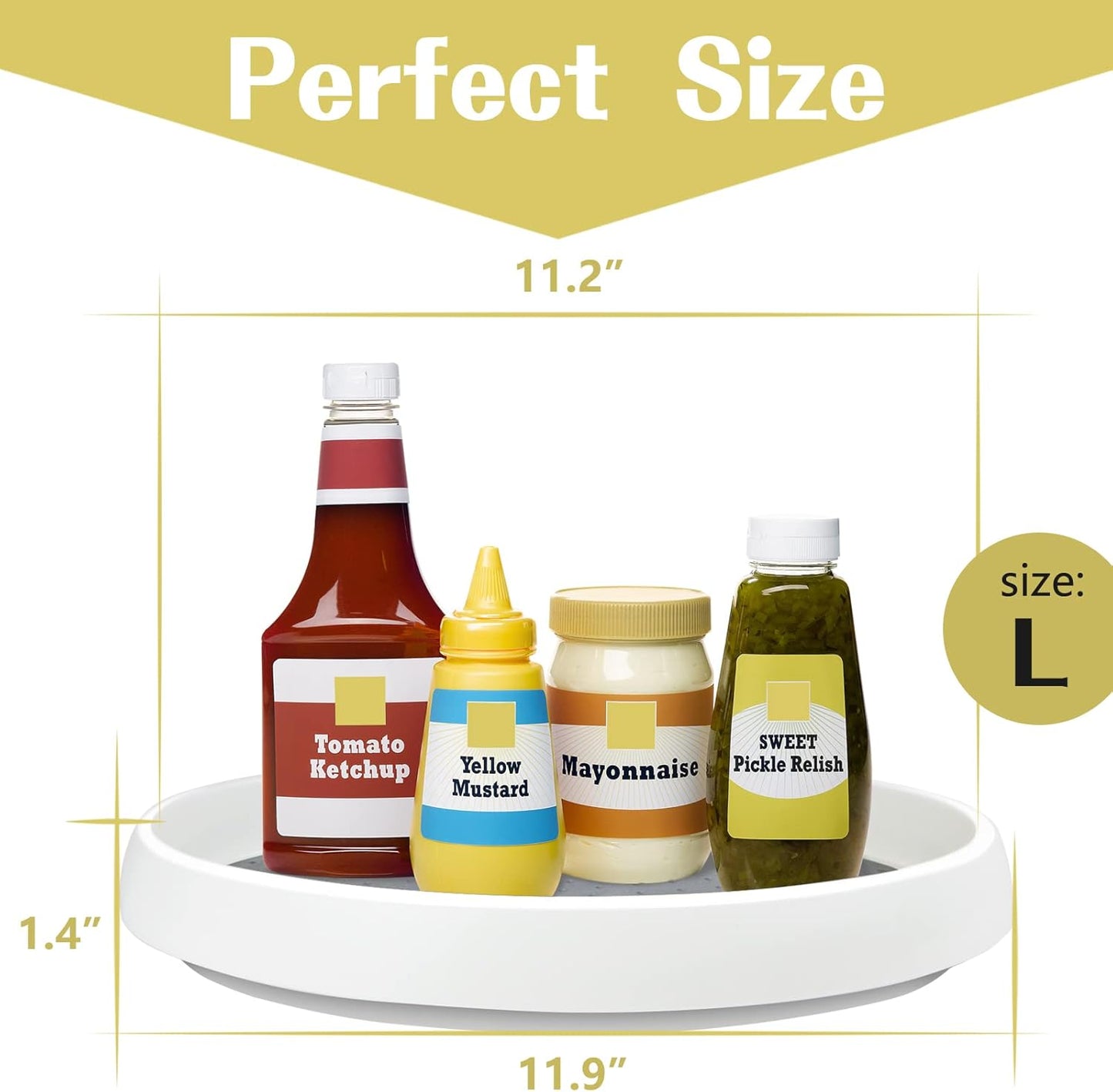 Non Skid Lazy Susan Turntable,Single Round Rotating Kitchen Spice Organizer for cabinets,Pantry