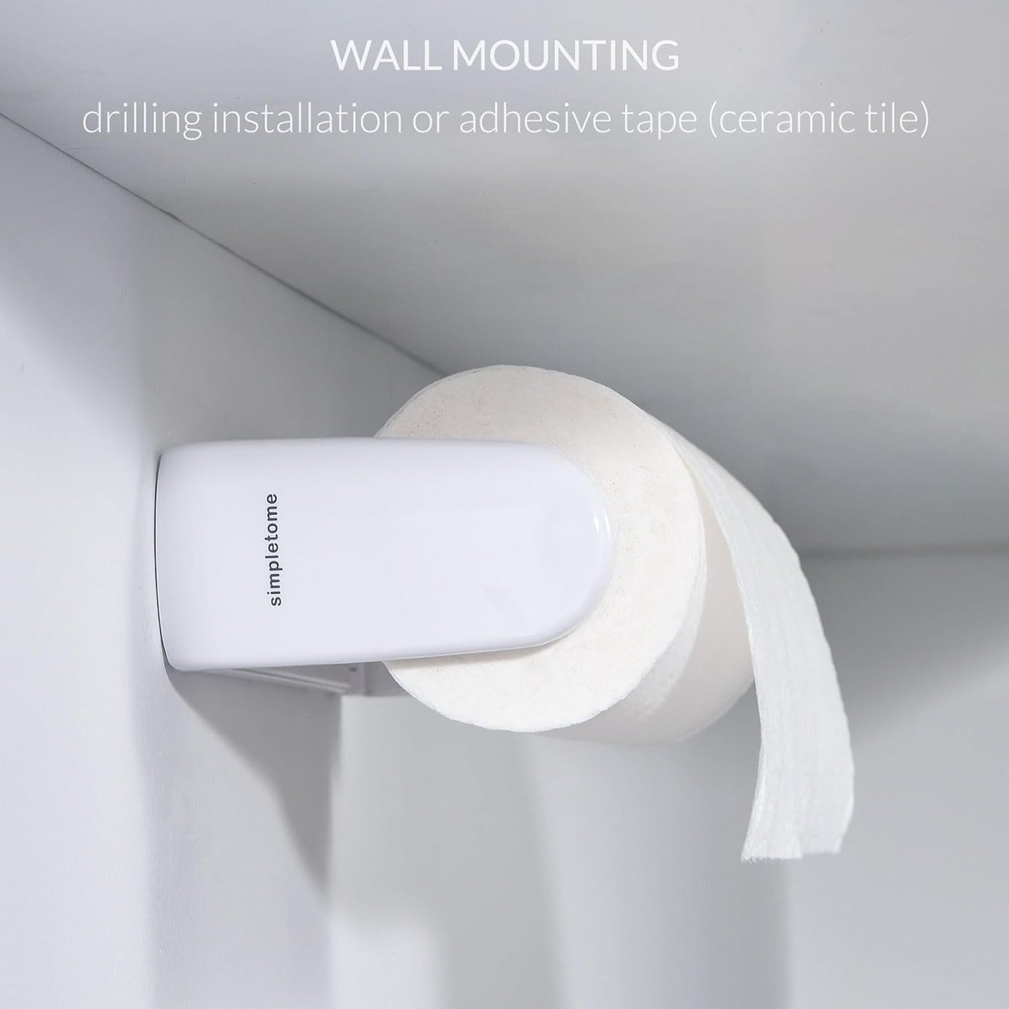 Paper Towel Holder ONE Hand Tear Adaptive Tension Arm Adjustable Length 9.4-11inch/24-28cm (White)