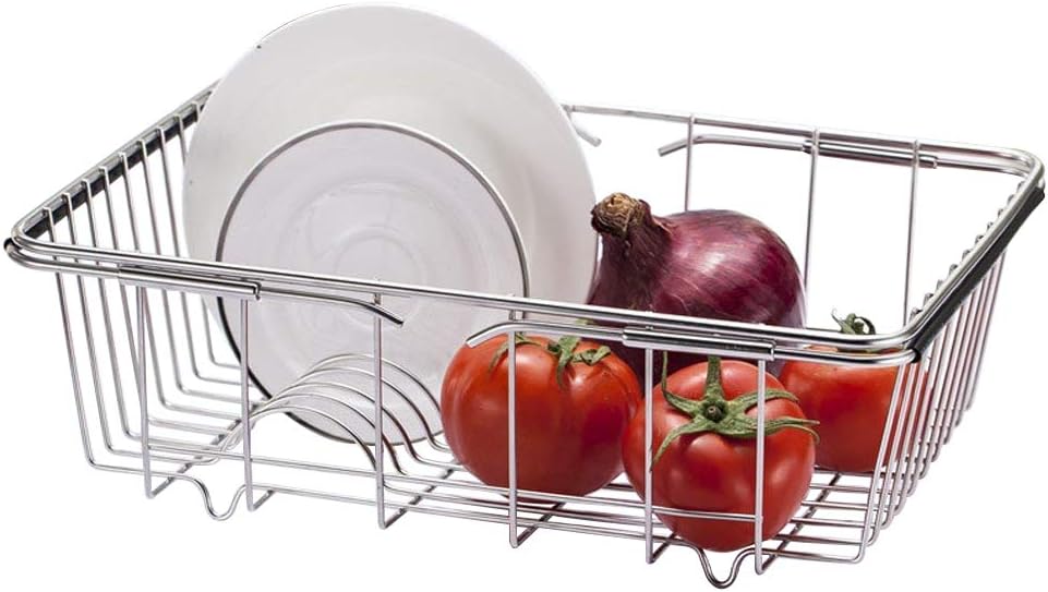 Adjustable Over Sink Dish Drying Rack Stainless Steel Dish Drainer