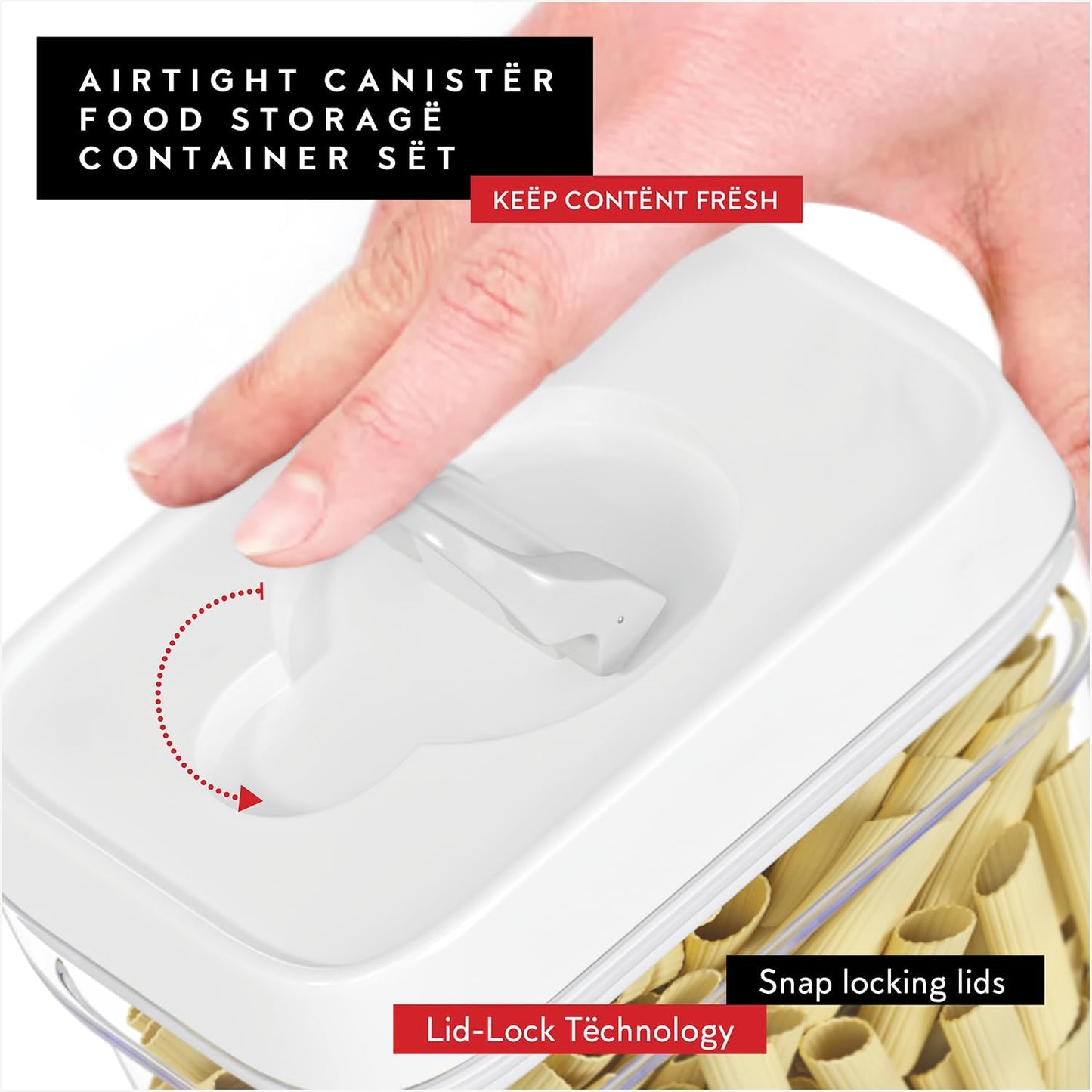 Airtight Food Storage Containers for Pantry With White Lids 1L - 6 Pack